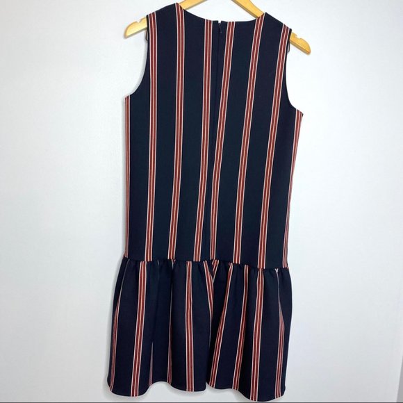Halogen Navy Strioed Flounce Back Shift Dress - Picture 4 of 9